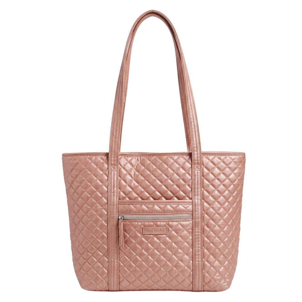 Vera Bradley Metallic Rose Gold Quilted Tote Bag Small Vera Shimmer Pink Floral
